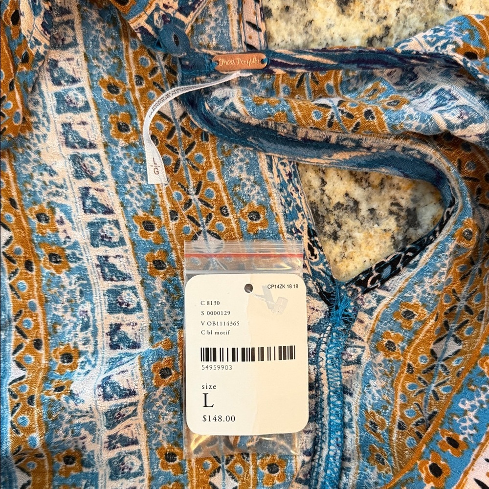 NWT Free People Mixed Emotions Bohemian Romper Blue size Large - Picture 11 of 15